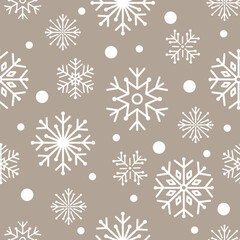 seamless pattern with snowflakes on a beige background