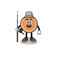 Mascot Illustration of wood grain fisherman