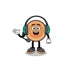 Mascot Illustration of wood grain as a customer services