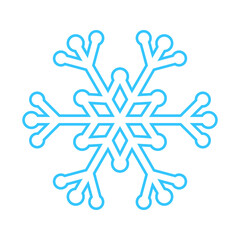 Simple snowflake made of blue lines. Festive decoration for New Year and Christmas, symbol of winter, element for design. Vector illustration