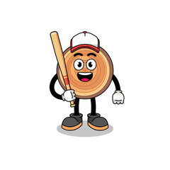 Obraz premium wood grain mascot cartoon as a baseball player