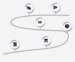 infographic element with television filled icons. included silence, postal, , lte, pda, cupboard vector.
