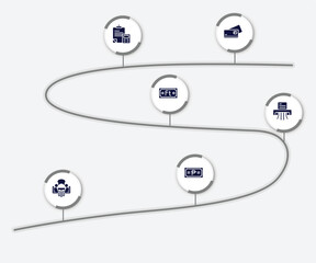 infographic element with currency filled icons. included credit cards, formula, forint, shredder, negotiation, philippine peso vector.