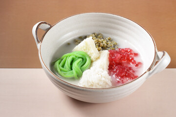 Wedang Angsle is a traditional Javanese warm dessert made of rice noodle, sago pearls, mung beans...