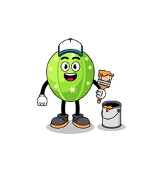Obraz premium Character mascot of cactus as a painter