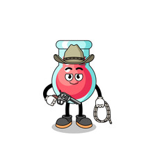 Character mascot of laboratory beaker as a cowboy