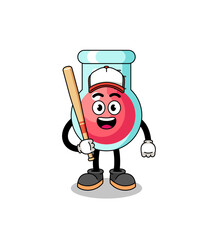 laboratory beaker mascot cartoon as a baseball player