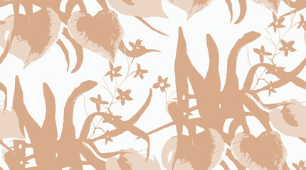 Floral brush  beige sand cream strokes seamless pattern design for fashion textiles, graphics, vector patterns backgrounds and crafts linen texture