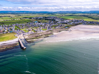 Aerial view of Inishcrone, Enniscrone in County Sligo, Ireland