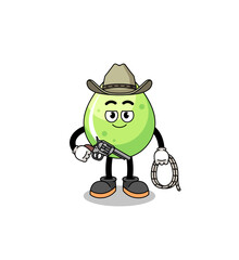Character mascot of melon juice as a cowboy