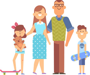 Parents with kid cartoon characters