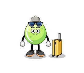 melon juice mascot doing vacation