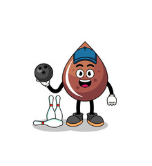 Mascot of chocolate drop as a bowling player