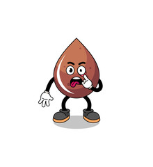 Character Illustration of chocolate drop with tongue sticking out