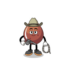 Character mascot of chocolate drop as a cowboy