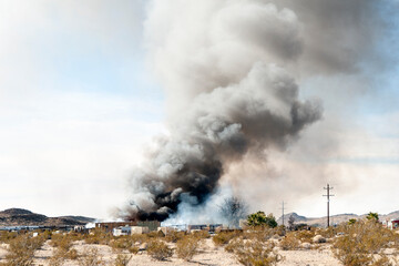 Structure fire blazing near Barstow California