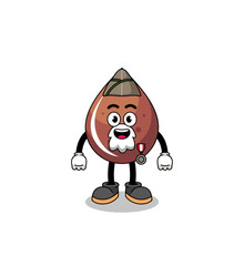 Character cartoon of chocolate drop as a veteran