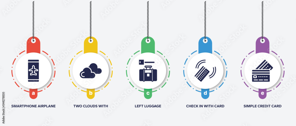 Poster infographic element template with in the frontier filled icons such as smartphone airplane mode, two