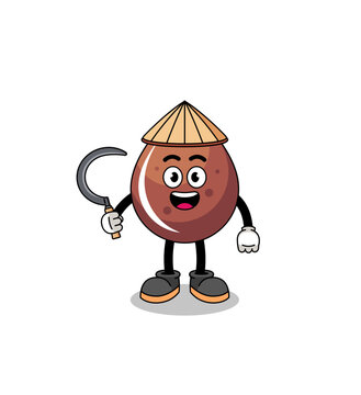 recommend clip art: Illustration of chocolate drop as an asian farmer