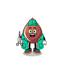Illustration of chocolate drop mascot as a surgeon