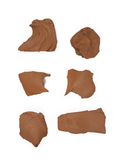 Natural clay piece isolated on white background. Wet clay material for sculpting or modeling.