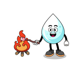 Illustration of milk drop burning a marshmallow
