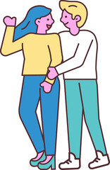 Cartoon handdrawn line art couple