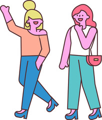 Cartoon handdrawn line art friends