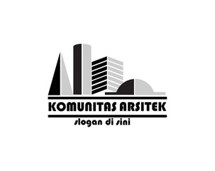 Fototapeta premium This is a vector logo design with an illustration of several skyscraper buildings in round squares and squares for the company logo