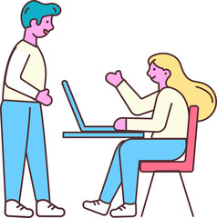 Cartoon handdrawn line art friends