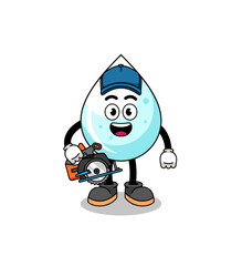 Cartoon Illustration of milk drop as a woodworker