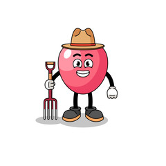 Cartoon mascot of heart symbol farmer