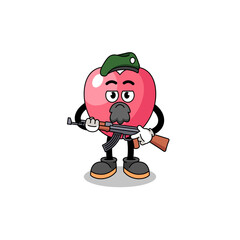 Character cartoon of heart symbol as a special force