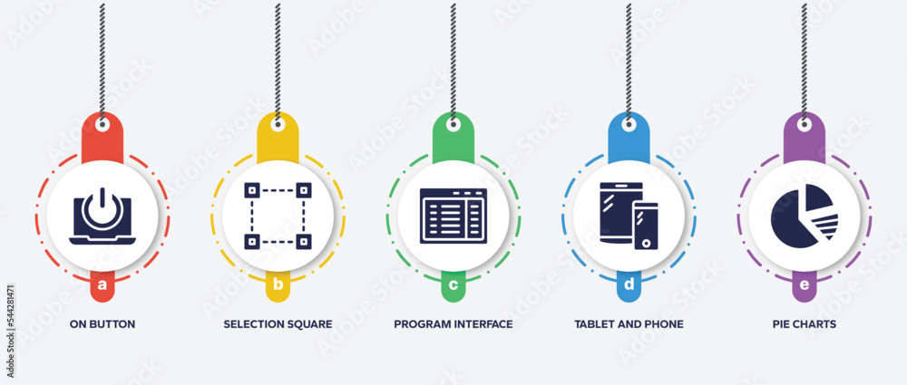 Poster infographic element template with design tools filled icons such as on button, selection square, pro