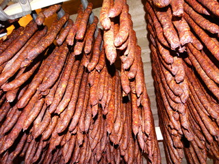 cold cuts, smokehouse, sausage, food, warehouse, food, meat, 