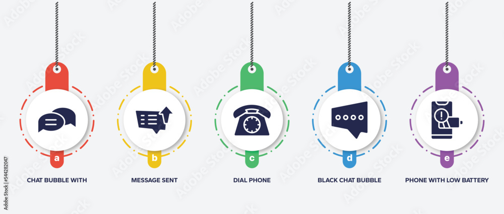 Poster infographic element template with smartphones filled icons such as chat bubble with lines, message s