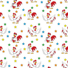 cute rooster cartoon pattern graphic