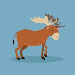 Elk with big horns, right side view