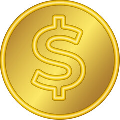 3D gold dollar symbol Golden coin icon Money design Currency sign in gold Illustration