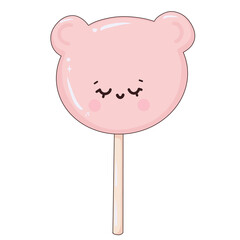 Kawaii Lollipop Candy on transparent background 