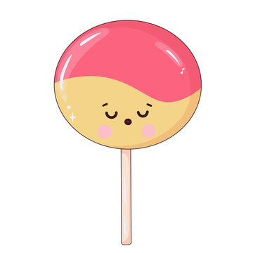 Kawaii Lollipop Candy On Transparent Background 