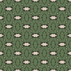 Seamless geometric pattern in red, green and beige. Christmas digital paper in repeat. Wrapping paper pattern for Christmas holiday giftware.