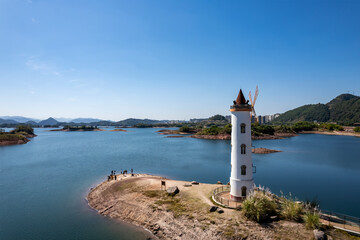 Aerial photography of the natural scenery of Qiandao Lake in Hangzhou