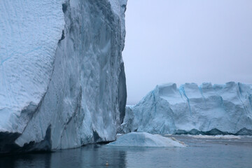 Icebergs in Ilulissat Icefjord in Disko Bay, Greenland, Denmark