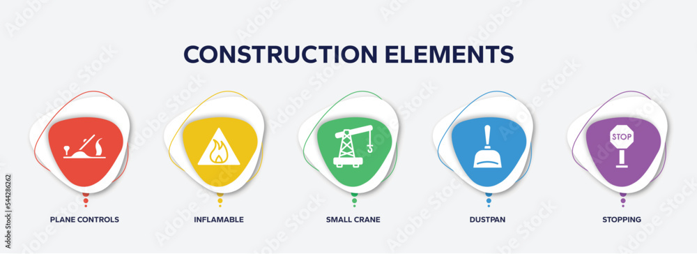 Poster infographic element template with construction elements filled icons such as plane controls, inflama