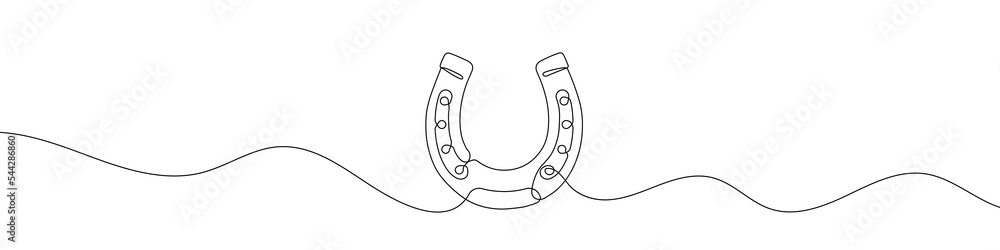 Poster horseshoe one line icon. one line drawing background. continuous line drawing of horseshoe. vector i