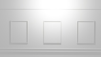 3d render empty white frame background illustration