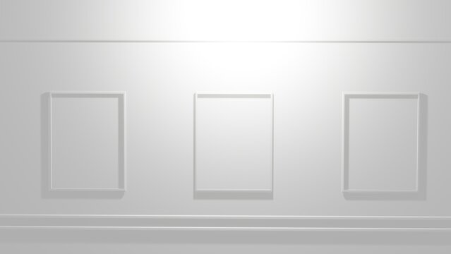 3d render empty white frame background illustration