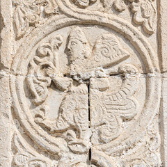 White stone carving St. George cathedral Yuriev-Polsky, Russia