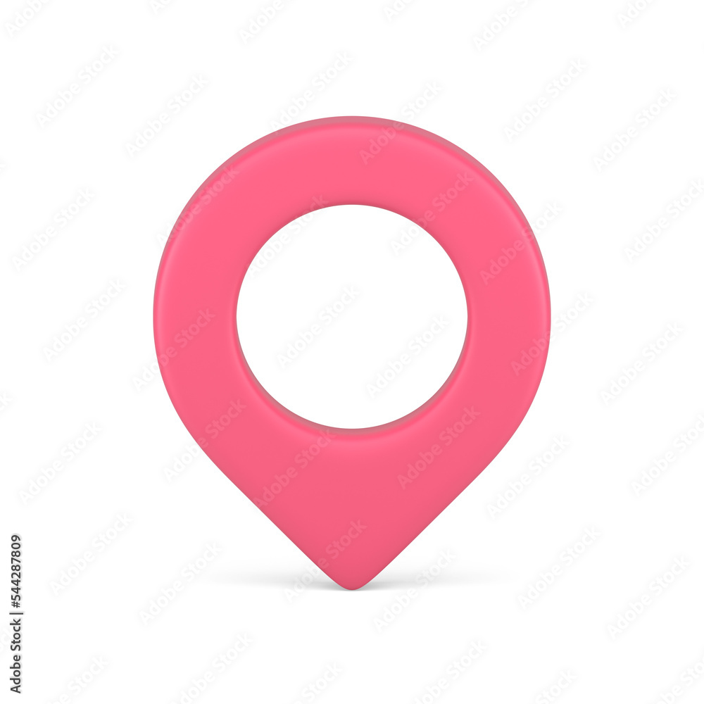Poster vertical pink map pin with hole attached gps pointer location place realistic 3d icon